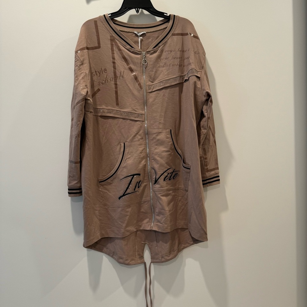 Stylish Taupe Zip-Up Jacket